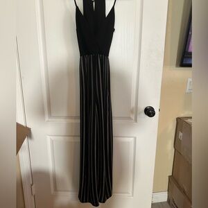 🔥 Chocolate USA  Black and White Striped Belted Jumpsuit Size XS